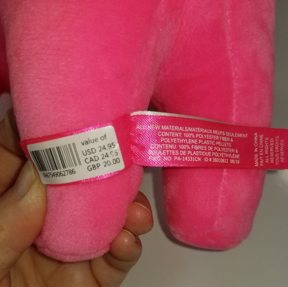 PINK Victoria's Secert Pink Nation Limited Edition Pink & Silver Plush Dog - Picture 7 of 9